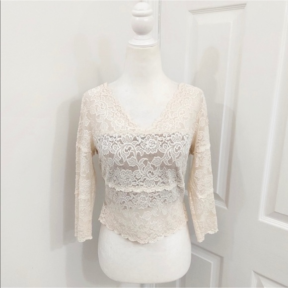 COPY - Vintage Signature Lace Three-Quarter Sleeve Top - Picture 2 of 12